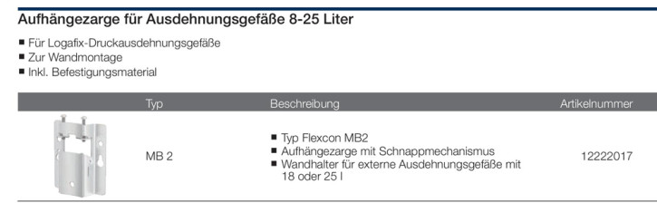 Flamco Aufhängezarge Ausdehnungsgefäß Flexcon MB2 Wandhalterung Wandbefestigung