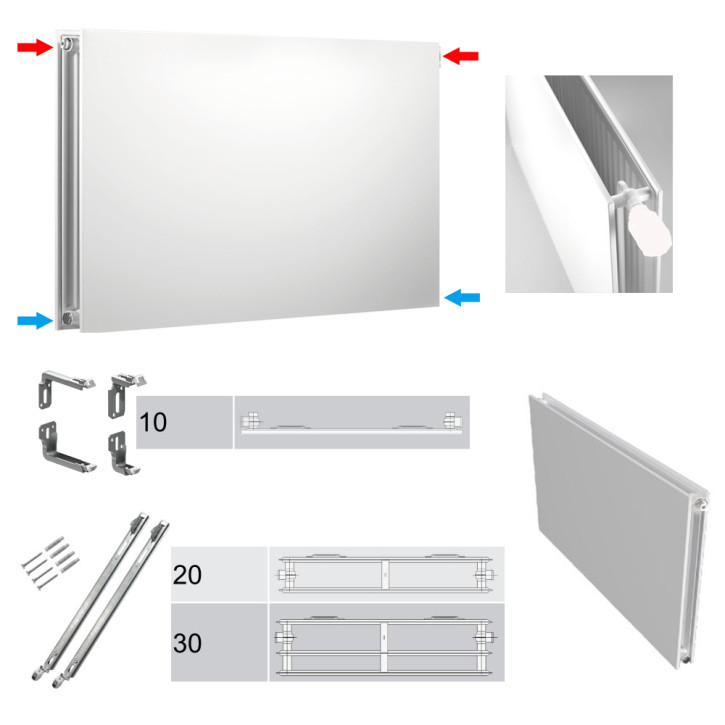 Buderus Heizkörper C-Plan.2 Hygiene Kompakt Höhe 500mm Typ 10 20 30 L=400-3000