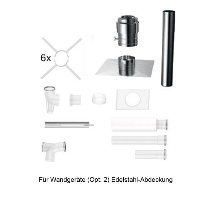 Buderus GA Abgassystem DN80 Grundbausatz Schacht Keller raumluftabhängig nach oben Wandgeräte / GA mit Abdeckung Edelstahl