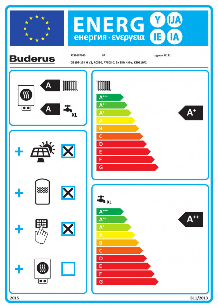 Buderus Solarpaket SL121 Gas Brennwert GB192i Speicher 750l RC310 5x Kollektoren