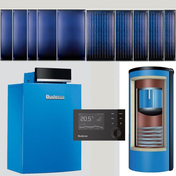 Buderus Logasys SL205 Gas Brennwert Kessel GB212 Speicher RC310 Solarkollektoren