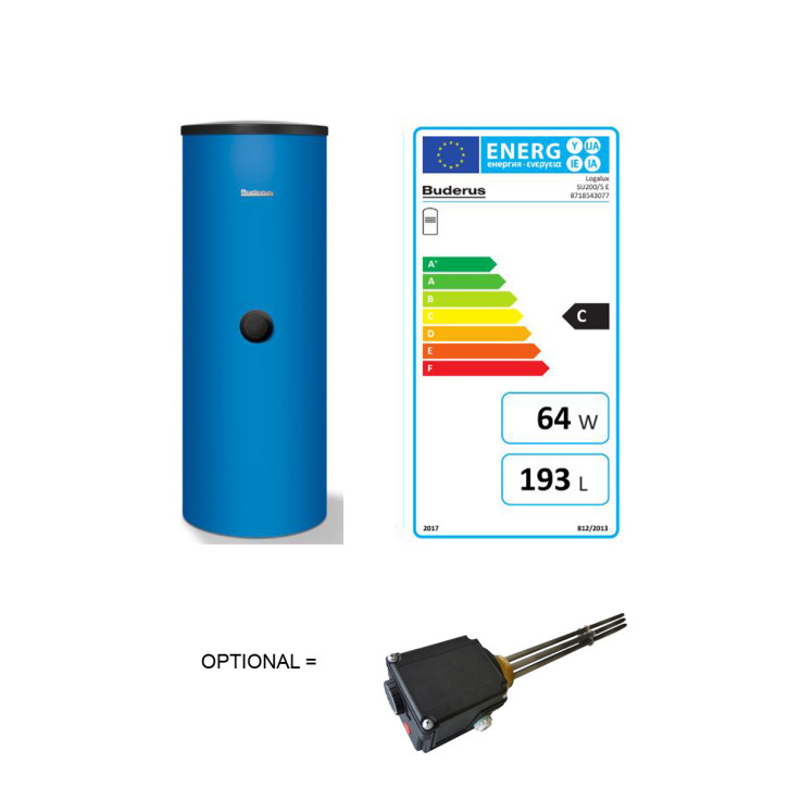 Buderus Warmwasserspeicher SU200 optional mit Heizstab Elektro-Heizeinsatz 2-6kW