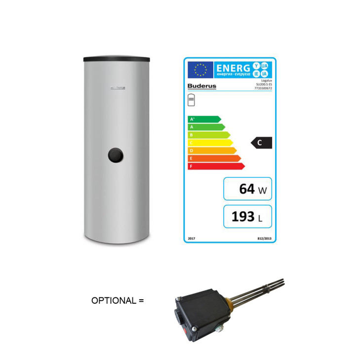 Buderus Warmwasserspeicher SU200 optional mit Heizstab Elektro-Heizeinsatz 2-6kW