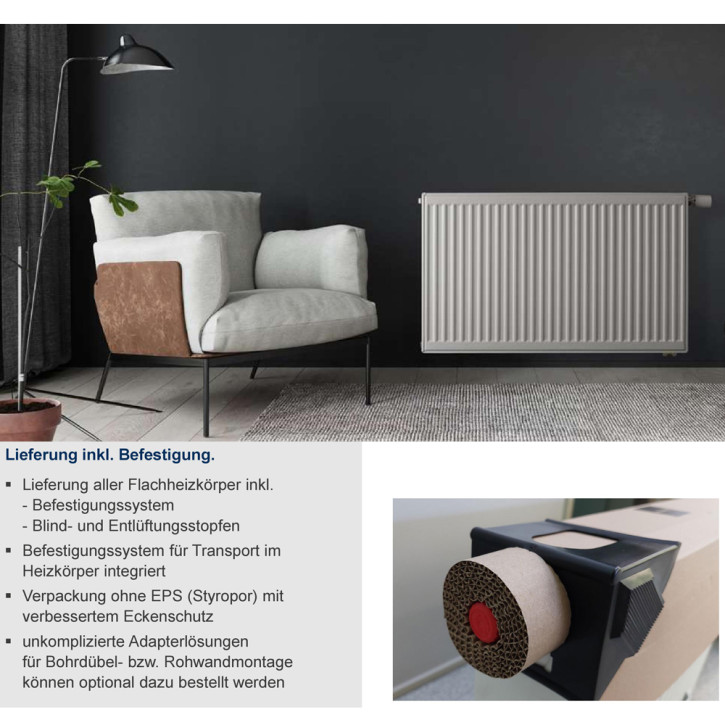 Buderus Heizkörper VC-Profil.2 Kompakt Bauhöhe 400mm Typ 11 21 22 33 L=400-3000