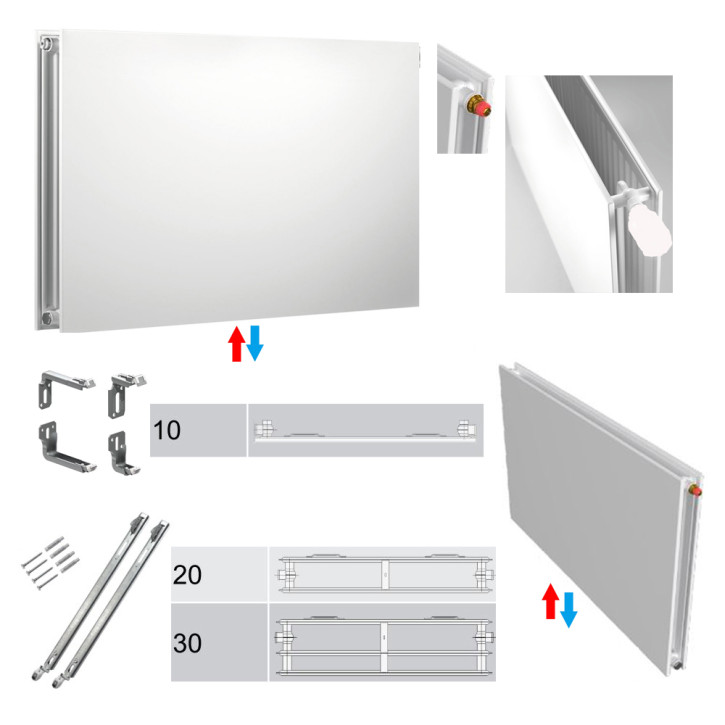 Buderus Heizkörper VCM-Plan.2 Hygiene Ventil Höhe 300mm Typ 10 20 30 L=400-3000