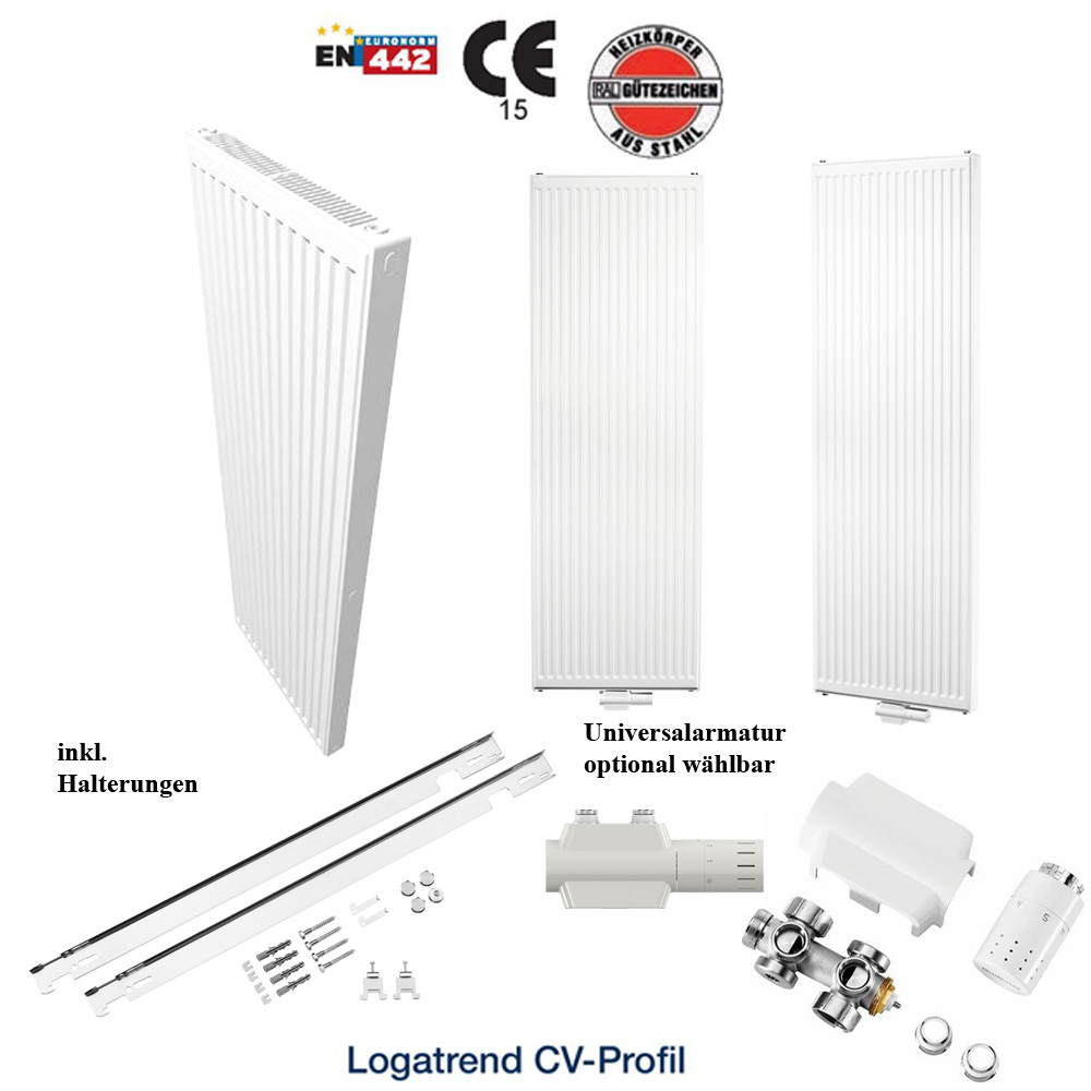Buderus Vertikal Profil Heizkörper Bauhöhe 1400mm Typ 10 20 21 22  Länge 300-900