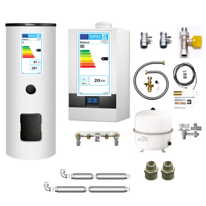 Buderus Logaplus Paket W24S Gasbrennwert Heizung GB172i.2 BC400 SM310 für Solar