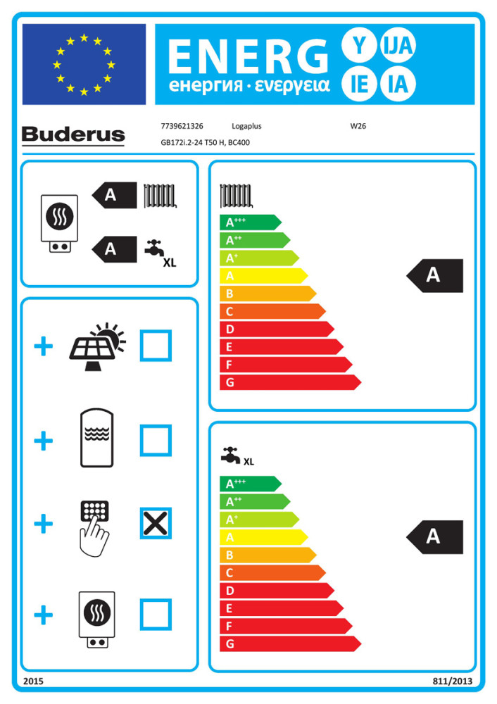 Buderus Logaplus Paket W26 Kombigerät GB172i.2-24 T50 BC400 Gasbrennwertheizung
