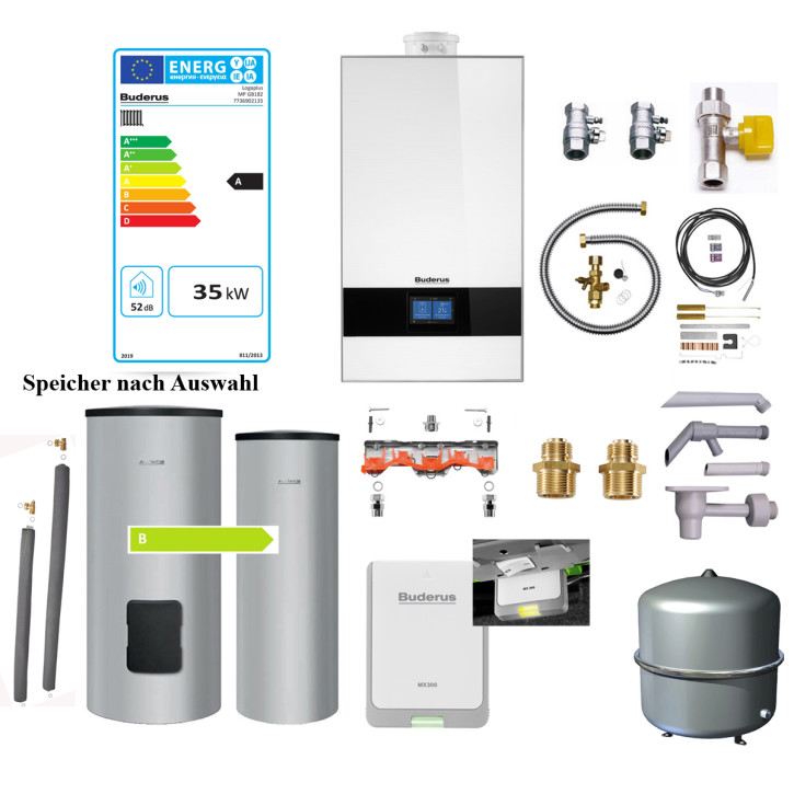 Buderus Logaplus Paket W42 Gasbrennwertheizung GB182i.2 BC400 Speicher 15-35 kW