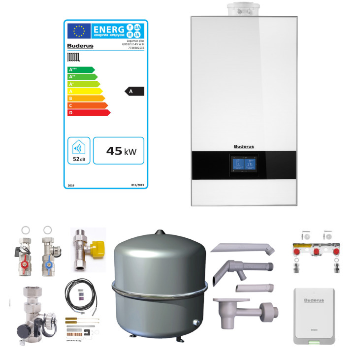 Buderus Gasbrennwertheizung GB182i.2 BC400 Anschluss-Set als Logaplus Paket W42S